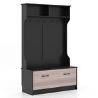 Portemanteau d'entrée Costway 63 pouces avec banc de rangement et portemanteau multifonctionnel Noir/Blanc