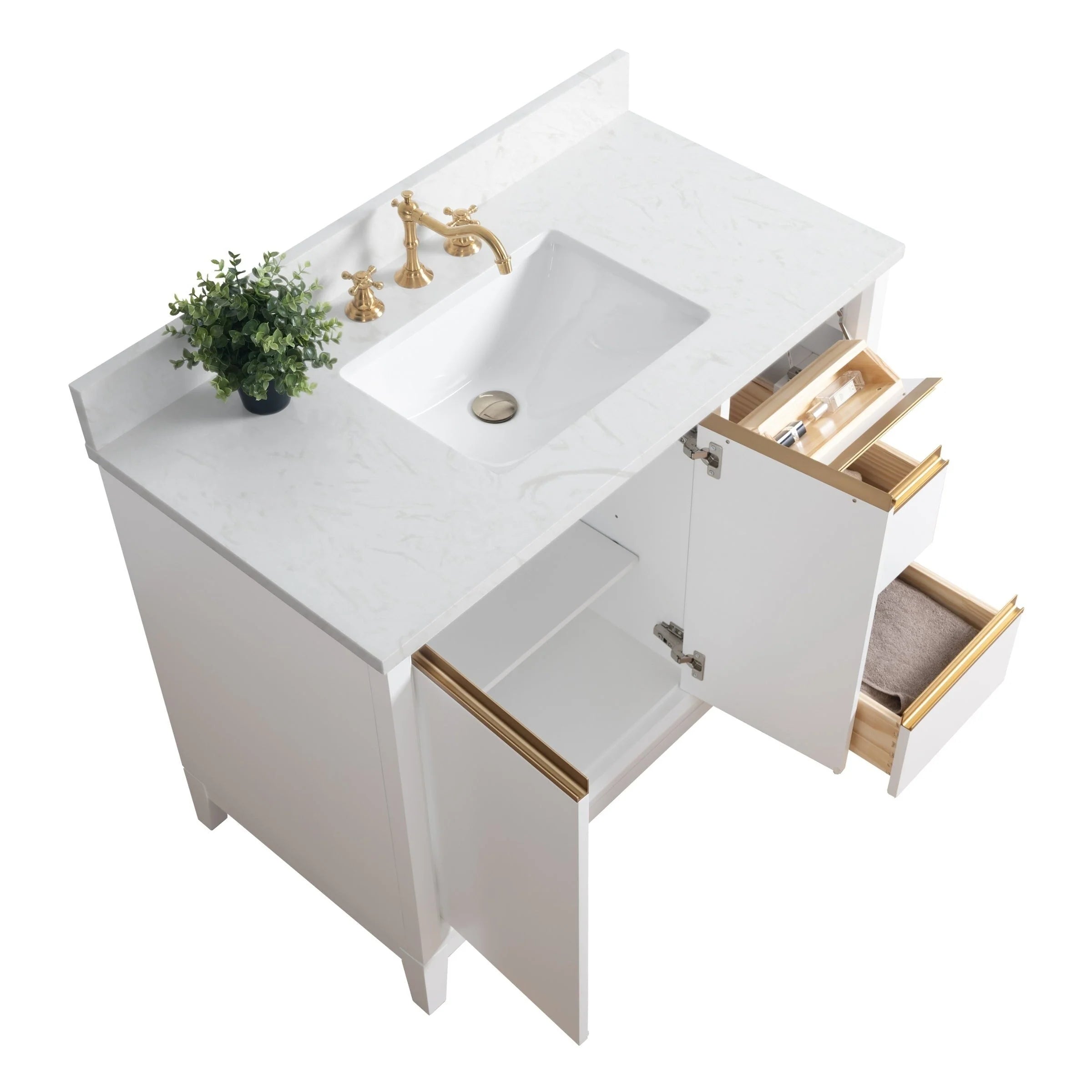 Meuble-lavabo Vanity Art avec évier en céramique et dessus en marbre reconstitué