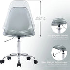 Chaise de bureau à roulettes sans accoudoirs, réglable en hauteur, en acrylique pivotant