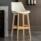Tabourets de bar en similicuir Mid-Century Modern avec pieds en bois