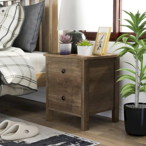 Mulgrew Rustic Distressed Walnut Engineered Wood 3-Drawer Nightstand by Carbon Loft