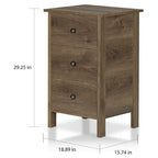 Table de chevet à 3 tiroirs, finition noyer vieilli rustique, bois composite, table d'appoint de chambre