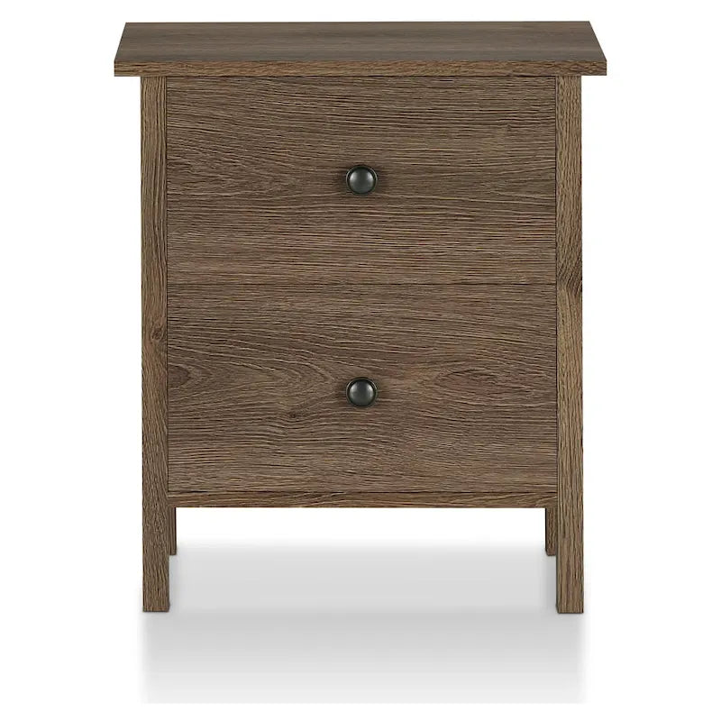 Table de chevet à 3 tiroirs, finition noyer vieilli rustique, bois composite, table d'appoint de chambre