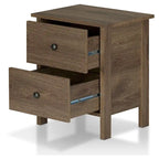 Table de chevet à 3 tiroirs, finition noyer vieilli rustique, bois composite, table d'appoint de chambre