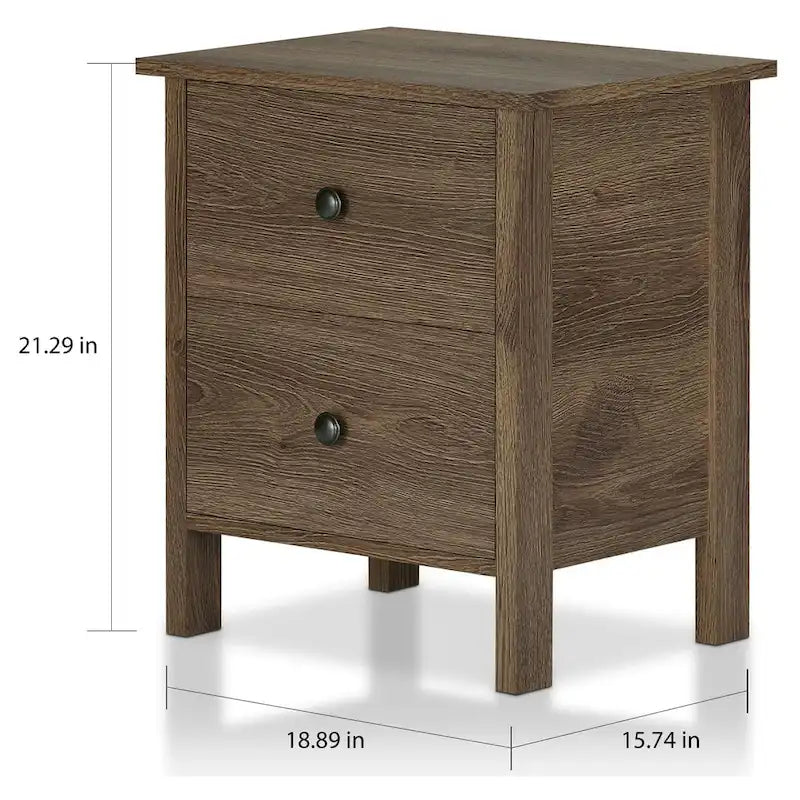 Table de chevet à 3 tiroirs, finition noyer vieilli rustique, bois composite, table d'appoint de chambre