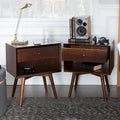 Lot de 2 tables de chevet en bois massif de style Mid-Century avec 1 tiroir