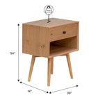 Lot de 2 tables de chevet en bois massif de style Mid-Century avec 1 tiroir