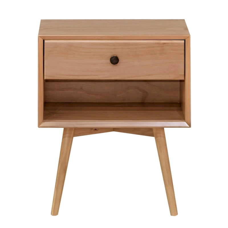 Lot de 2 tables de chevet en bois massif de style Mid-Century avec 1 tiroir