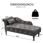 Chaise longue en velours 61 po avec 1 oreiller et garniture cloutée