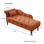 Chaise longue en velours 61 po avec 1 oreiller et garniture cloutée