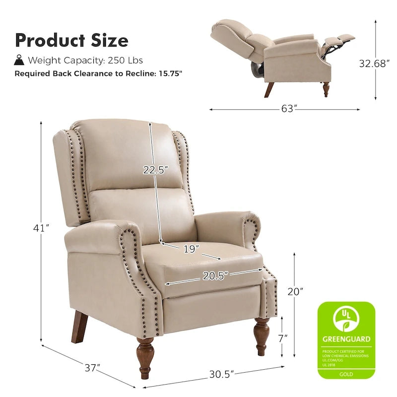 Fauteuil inclinable manuel en similicuir végétalien Terri par HULALA HOME