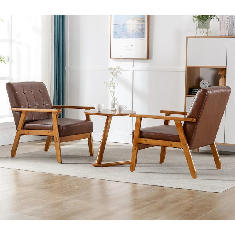 Lot de 2 fauteuils d'appoint modernes du milieu du siècle avec table d'appoint