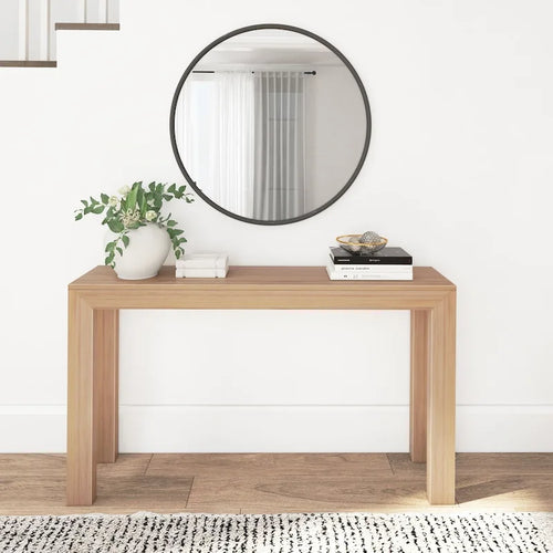 Console moderne en pin massif de 56 po, finition à faible teneur en COV, design minimaliste