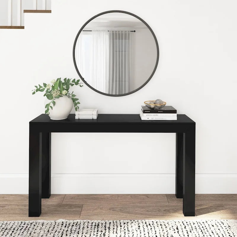 Console moderne en pin massif de 56 po, finition à faible teneur en COV, design minimaliste