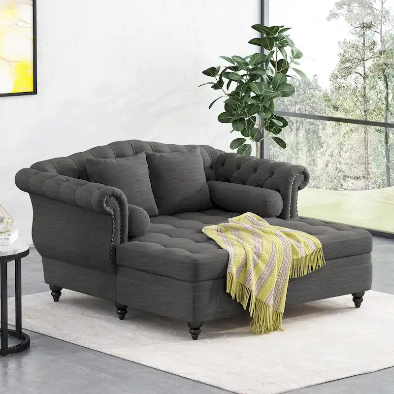 Chauffeuse double capitonnée 158,75 cm (L) x 148,60 cm (l) x 86,36 cm (H), Rembourrée, Accent de salon