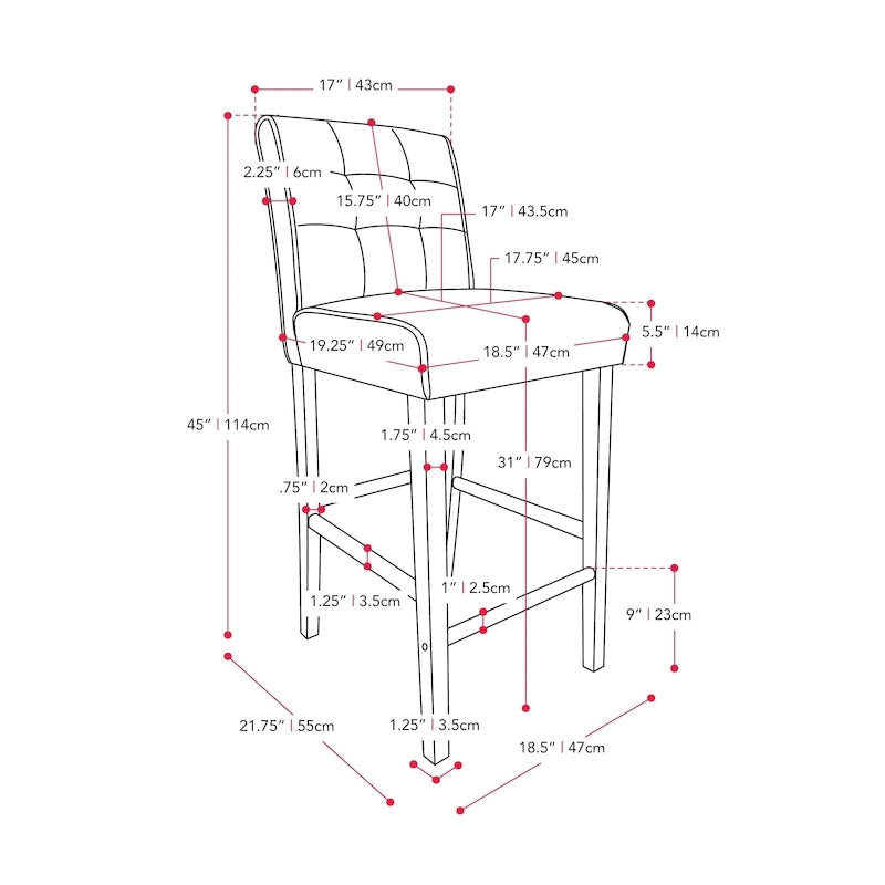 Tabouret de bar Leila de 79 cm de hauteur