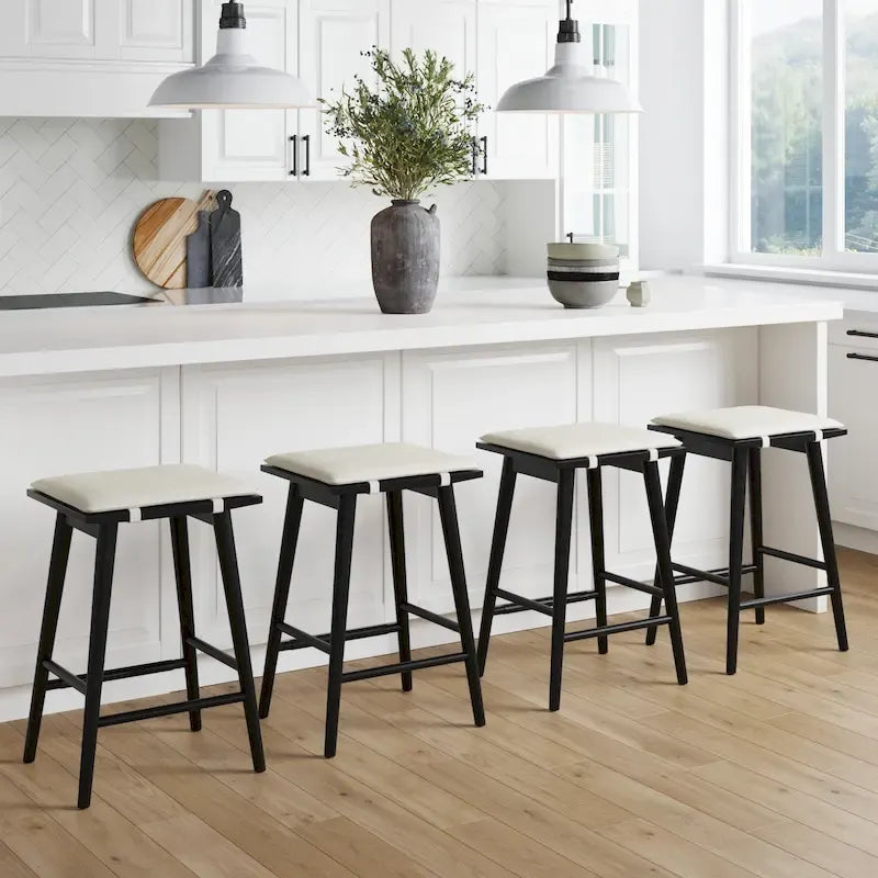 Tabouret de bar Barker en boucle, sans dossier, hauteur comptoir avec coussin