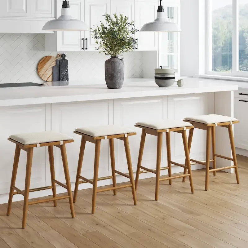 Tabouret de bar Barker en boucle, sans dossier, hauteur comptoir avec coussin