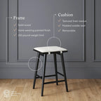 Tabouret de bar Barker en boucle, sans dossier, hauteur comptoir avec coussin