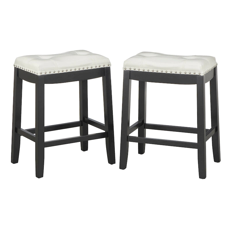 Lot de 2 tabourets de bar rembourrés 61 cm, avec assise coussinée, pour cuisine ou bar