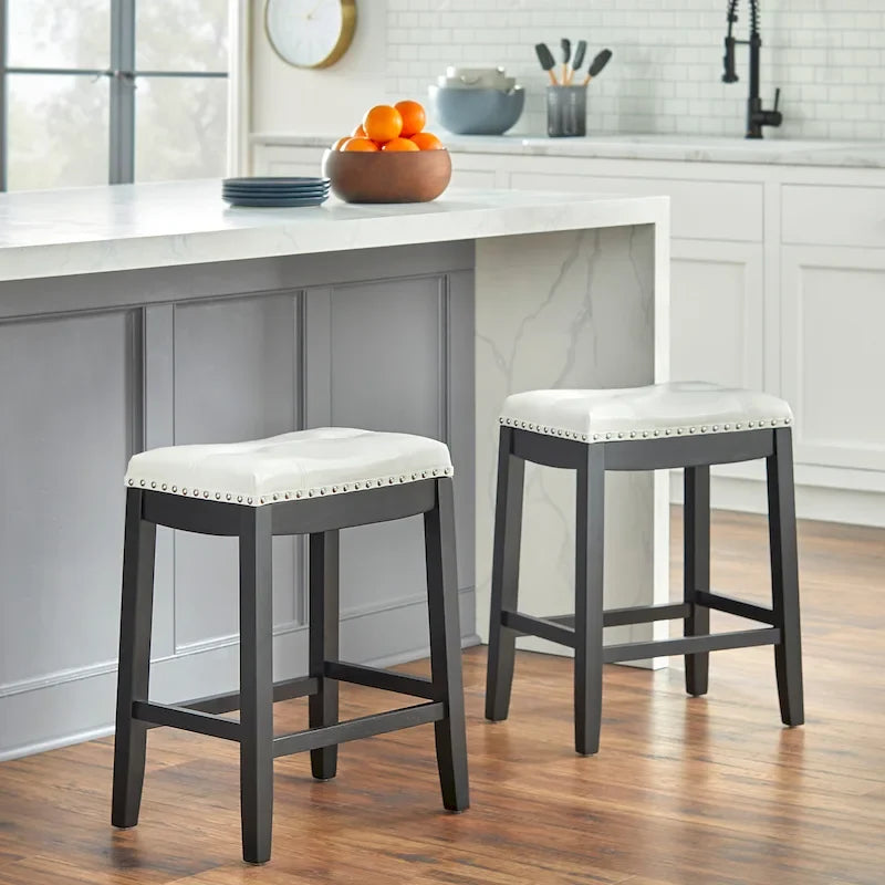 Lot de 2 tabourets de bar rembourrés 61 cm, avec assise coussinée, pour cuisine ou bar