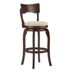 Tabouret de bar pivotant à dossier haut de 29 pouces, revêtement marron, rotation à 360°, hauteur de bar