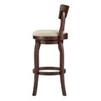 Tabouret de bar pivotant à dossier haut de 29 pouces, revêtement marron, rotation à 360°, hauteur de bar