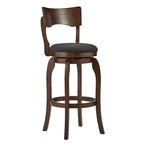 Tabouret de bar pivotant à dossier haut de 29 pouces, revêtement marron, rotation à 360°, hauteur de bar