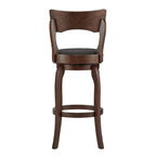 Tabouret de bar pivotant à dossier haut de 29 pouces, revêtement marron, rotation à 360°, hauteur de bar