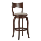 Tabouret de bar pivotant à dossier haut de 29 pouces, revêtement marron, rotation à 360°, hauteur de bar