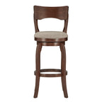 Tabouret de bar pivotant à dossier haut de 29 pouces, revêtement marron, rotation à 360°, hauteur de bar