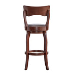Tabouret de bar pivotant à dossier haut de 29 pouces, revêtement marron, rotation à 360°, hauteur de bar