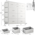 Commode à 10 tiroirs en tissu Meuble de rangement Tour de rangement pour placard Chambre