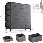 Commode à 10 tiroirs en tissu Meuble de rangement Tour de rangement pour placard Chambre