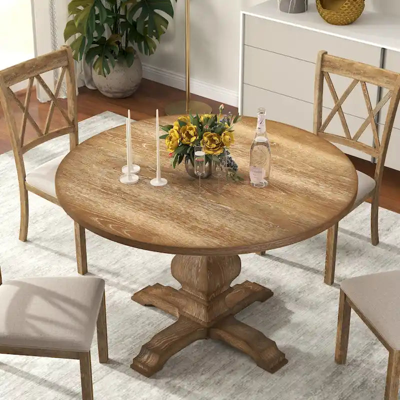 Table de salle à manger ronde avec pied central Roundhill Furniture Havre - N/A