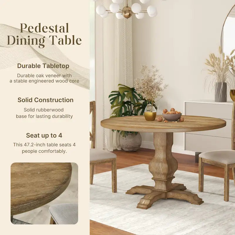 Table de salle à manger ronde avec pied central Roundhill Furniture Havre - N/A