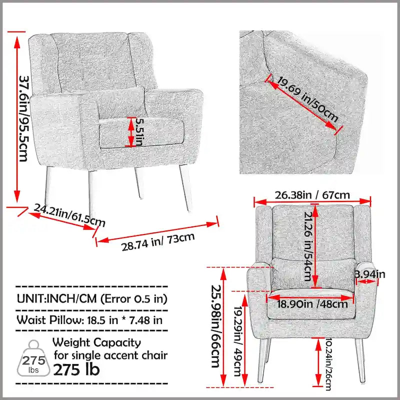 Fauteuil d'appoint moderne, Fauteuils pour salon ou chambre à coucher