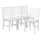 Lot de 4 chaises de salle à manger à dossier à lattes en bois massif, cadre robuste, design classique, montage facile