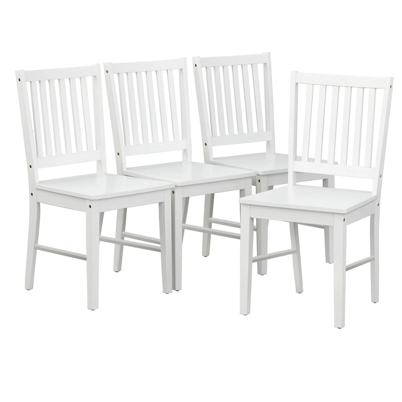 Lot de 4 chaises de salle à manger à dossier à lattes en bois massif, cadre robuste, design classique, montage facile