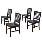 Lot de 4 chaises de salle à manger à dossier à lattes en bois massif, cadre robuste, design classique, montage facile