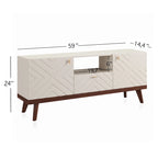Meuble TV console beige, convient aux téléviseurs jusqu'à 65 pouces, 1 tiroir + 3 portes d'armoire, style Mid-Century