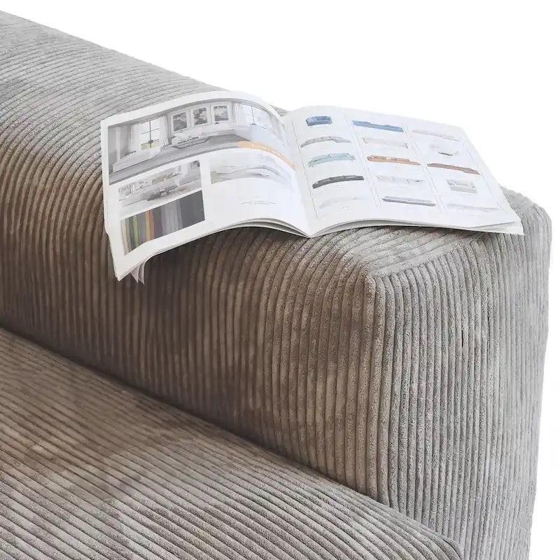 Canapé d'angle modulable 141,73 po, en velours côtelé en forme de U avec ottomans