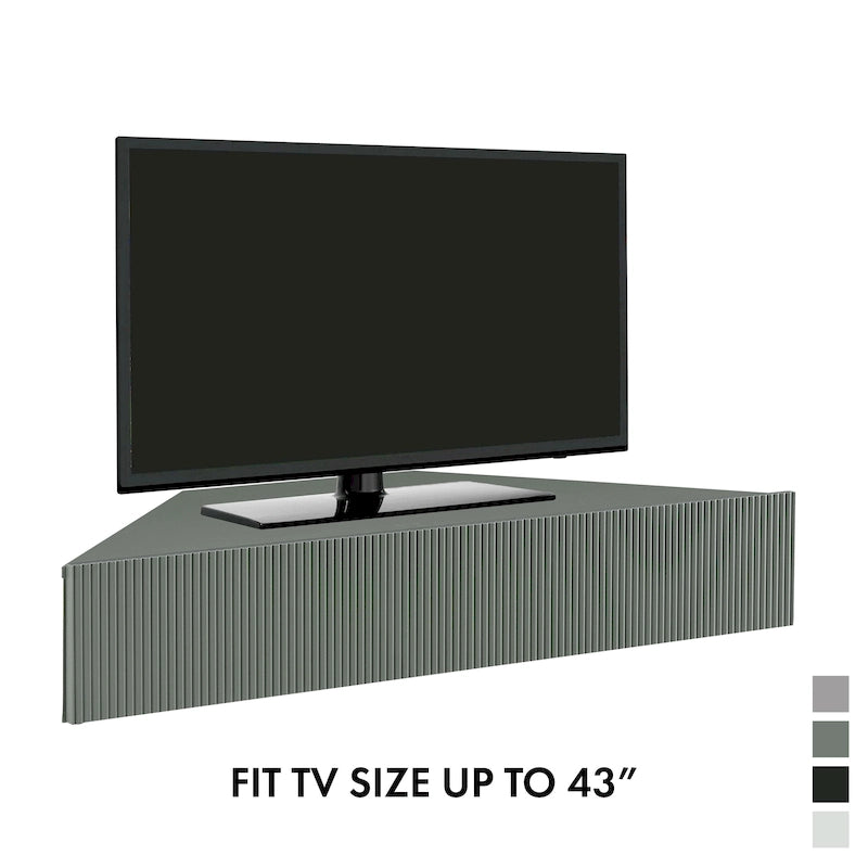 Meuble TV d'angle flottant de 47", 3 étagères, style transitionnel, support mural peu encombrant