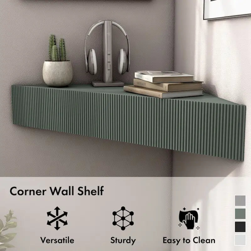 Meuble TV d'angle flottant de 47", 3 étagères, style transitionnel, support mural peu encombrant