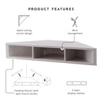 Meuble TV d'angle flottant de 47", 3 étagères, style transitionnel, support mural peu encombrant