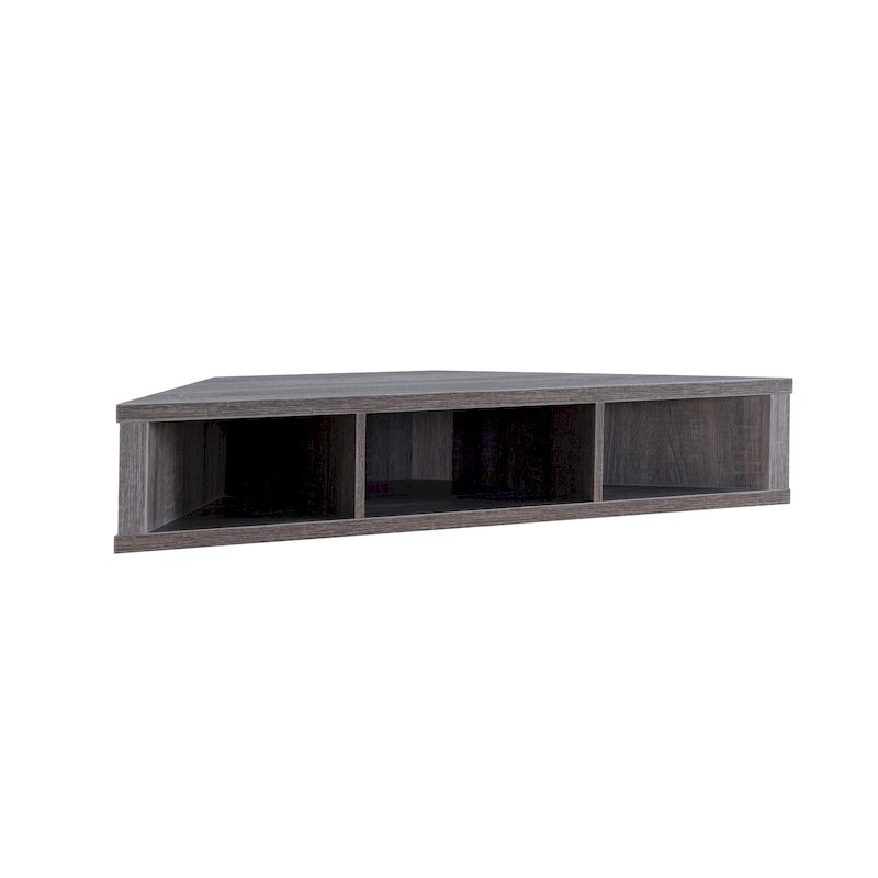 Meuble TV d'angle flottant de 47", 3 étagères, style transitionnel, support mural peu encombrant