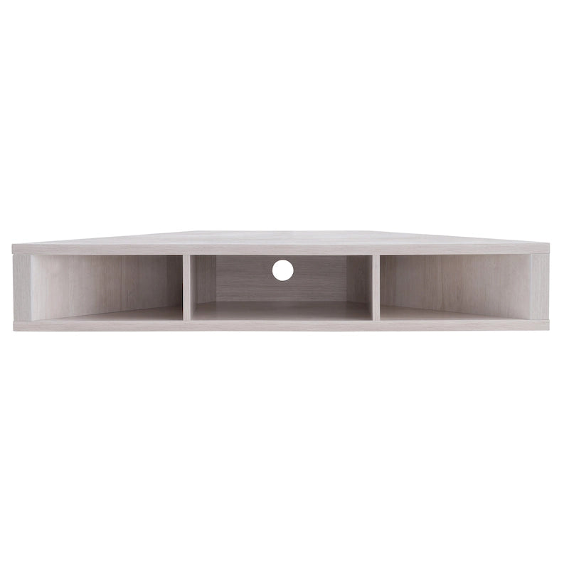 Meuble TV d'angle flottant de 47", 3 étagères, style transitionnel, support mural peu encombrant