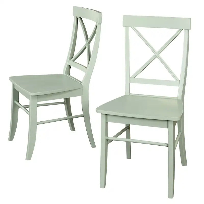 Lot de 2 chaises de salle à manger en bois d'hévéa, dossier en croix, capacité de 113 kg, finition mate
