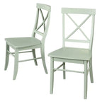 Lot de 2 chaises de salle à manger en bois d'hévéa, dossier en croix, capacité de 113 kg, finition mate