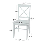 Lot de 2 chaises de salle à manger en bois d'hévéa, dossier en croix, capacité de 113 kg, finition mate